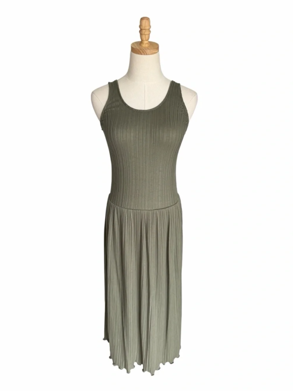 Everlane The Rib Soft Knit Scoop Neck Dress Olive Green Size XS - Picture 5 of 11